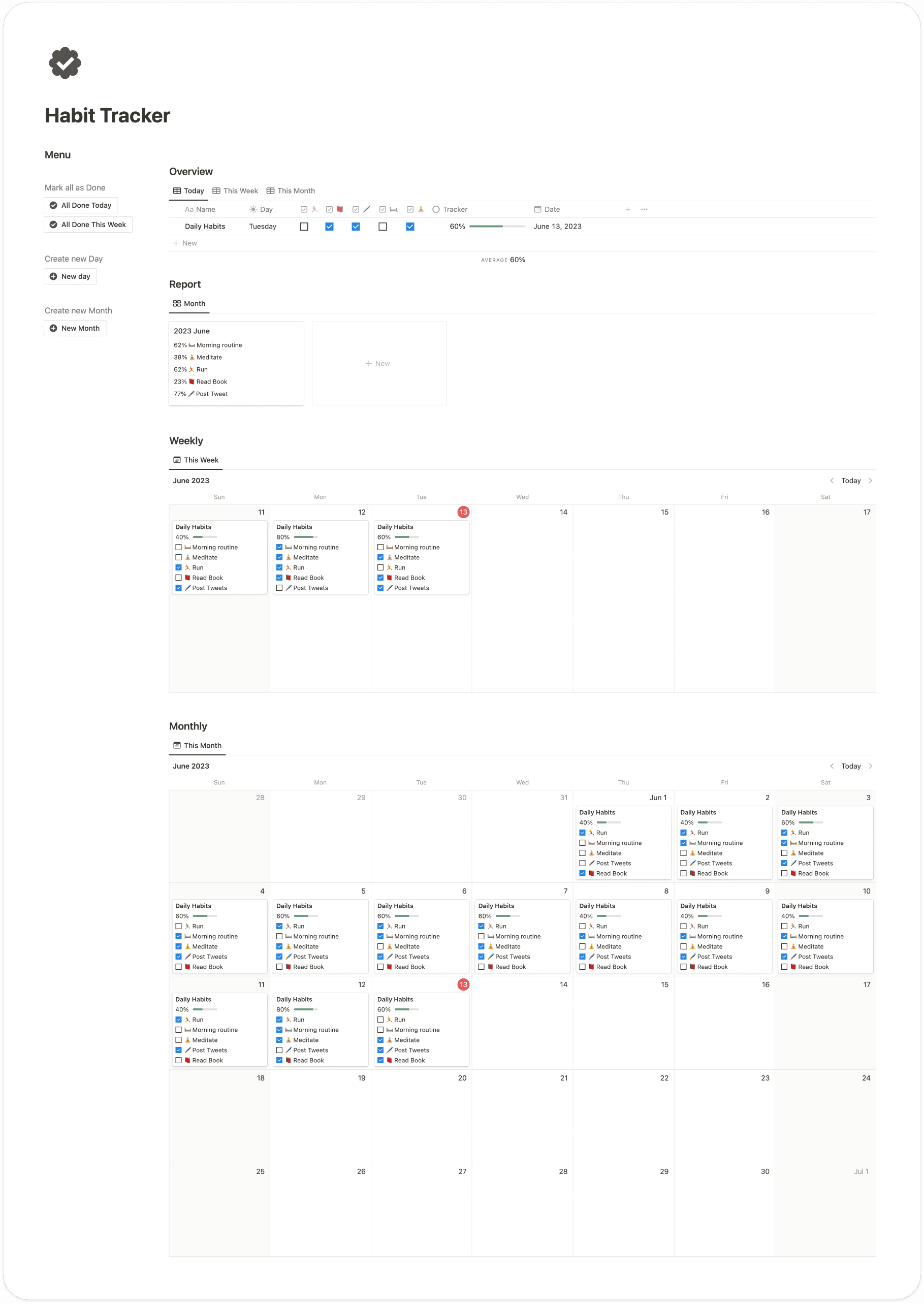 Notion Habit Tracker for Free
