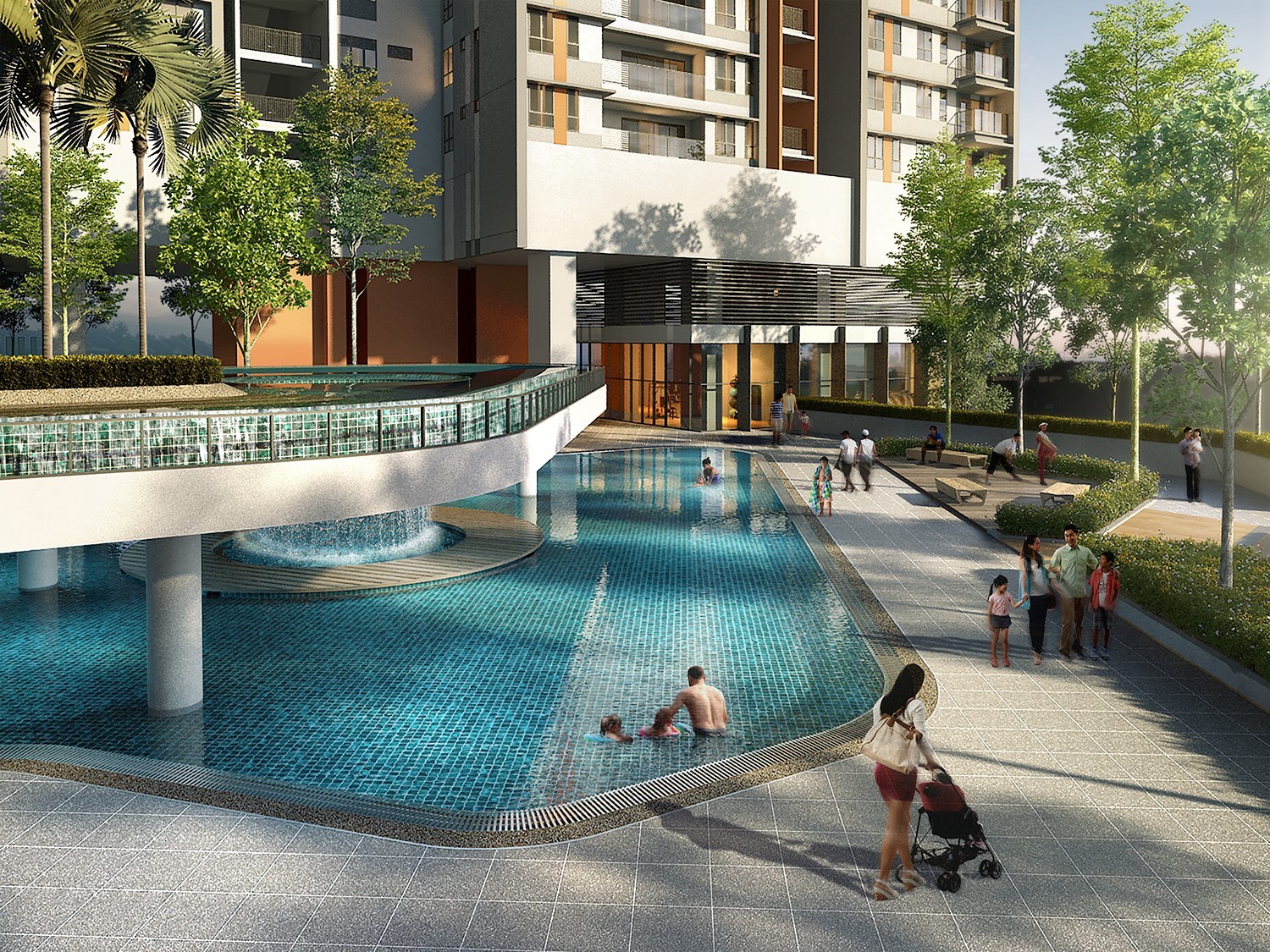 Pool view of Trio by Setia by Asima Architects