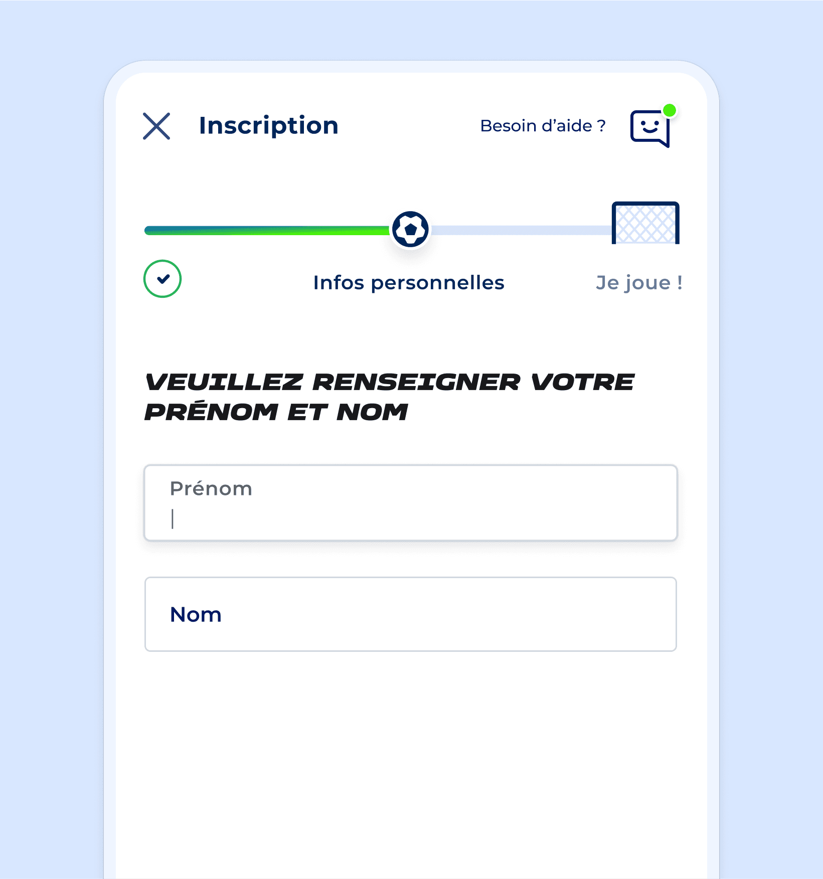 FDJ PSEL Sign-up Stepper