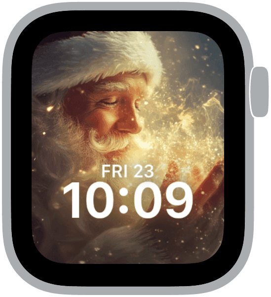 an apple watch face from the santa collection