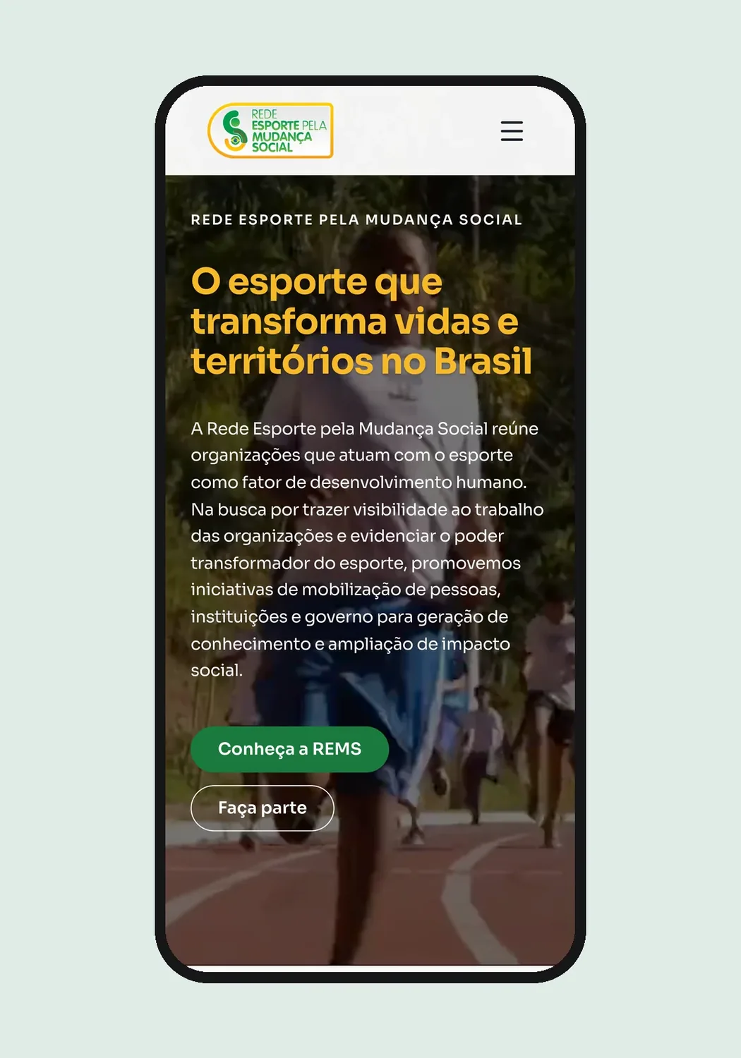 Página do site da REMS no celular