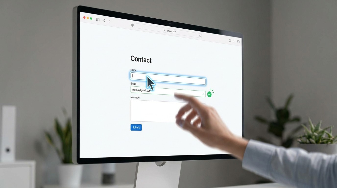 Kontaktformular mit aktivem Fokus Ring und animierter Bestätigung als Beispiel einer Microinteraction