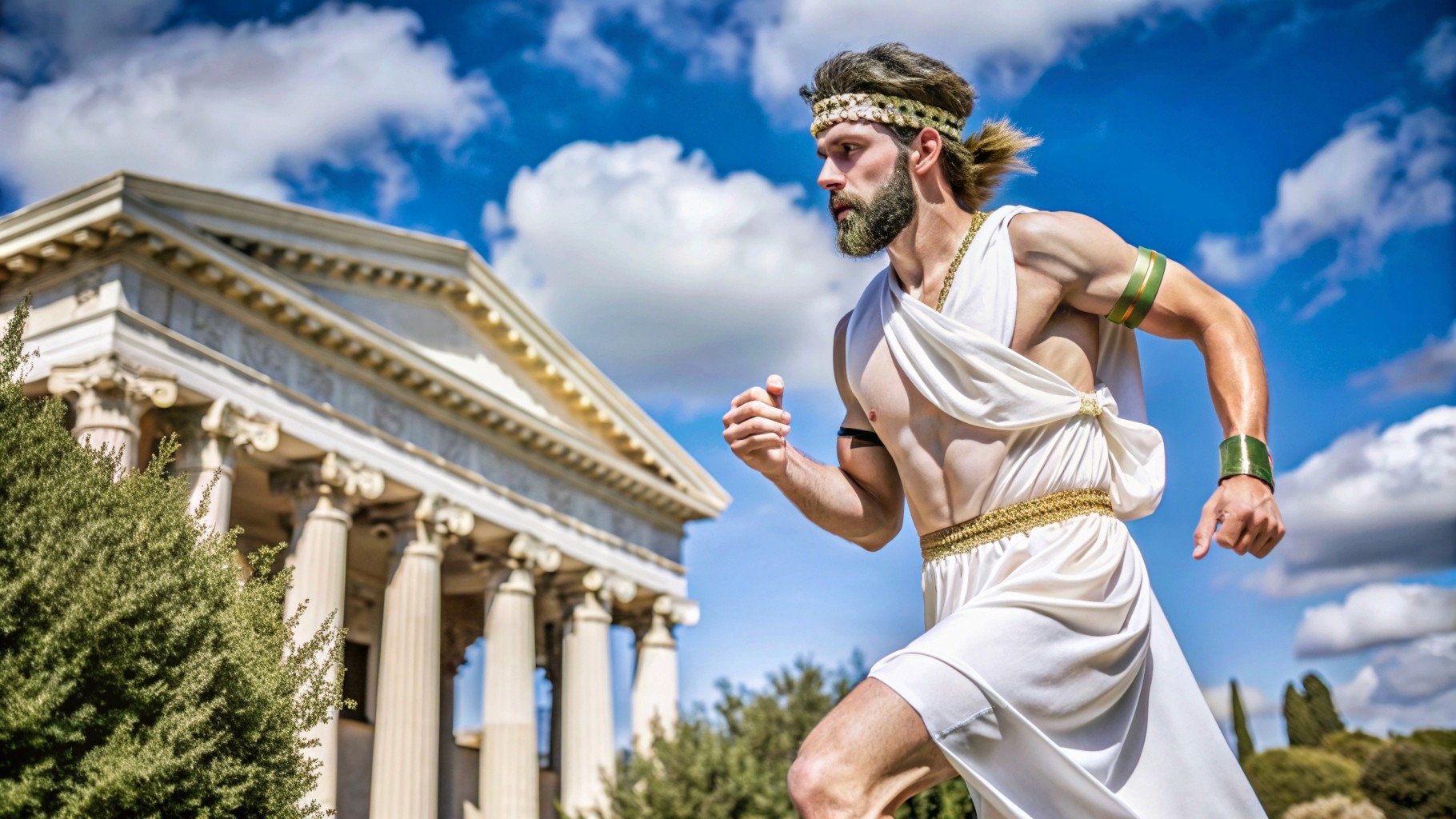 ancient greek messenger runs marathon