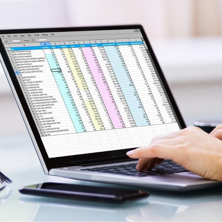 User working on Excel