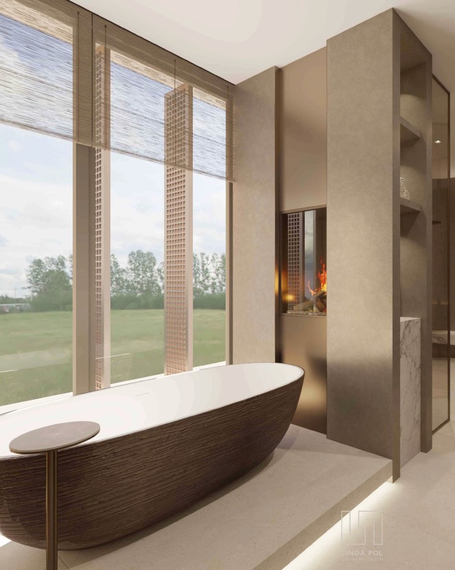 Moderne uitbouw in stucwerk en hout