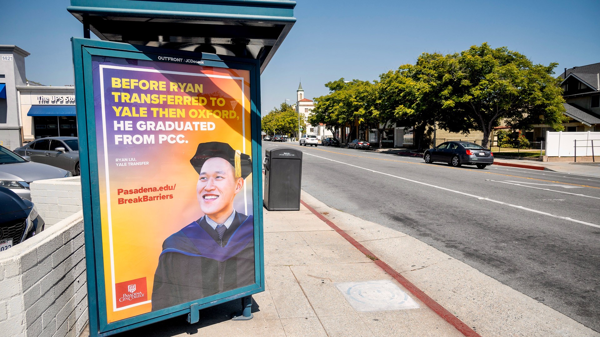Bus Shelter banner for Break Barriers campaign