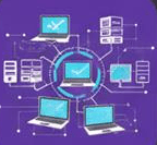 a white house with a black roof on a yellow background