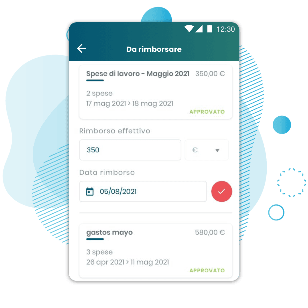 Panoramica delle spese aziendali su Fluida con suddivisione per categoria, periodo e collaboratore.
