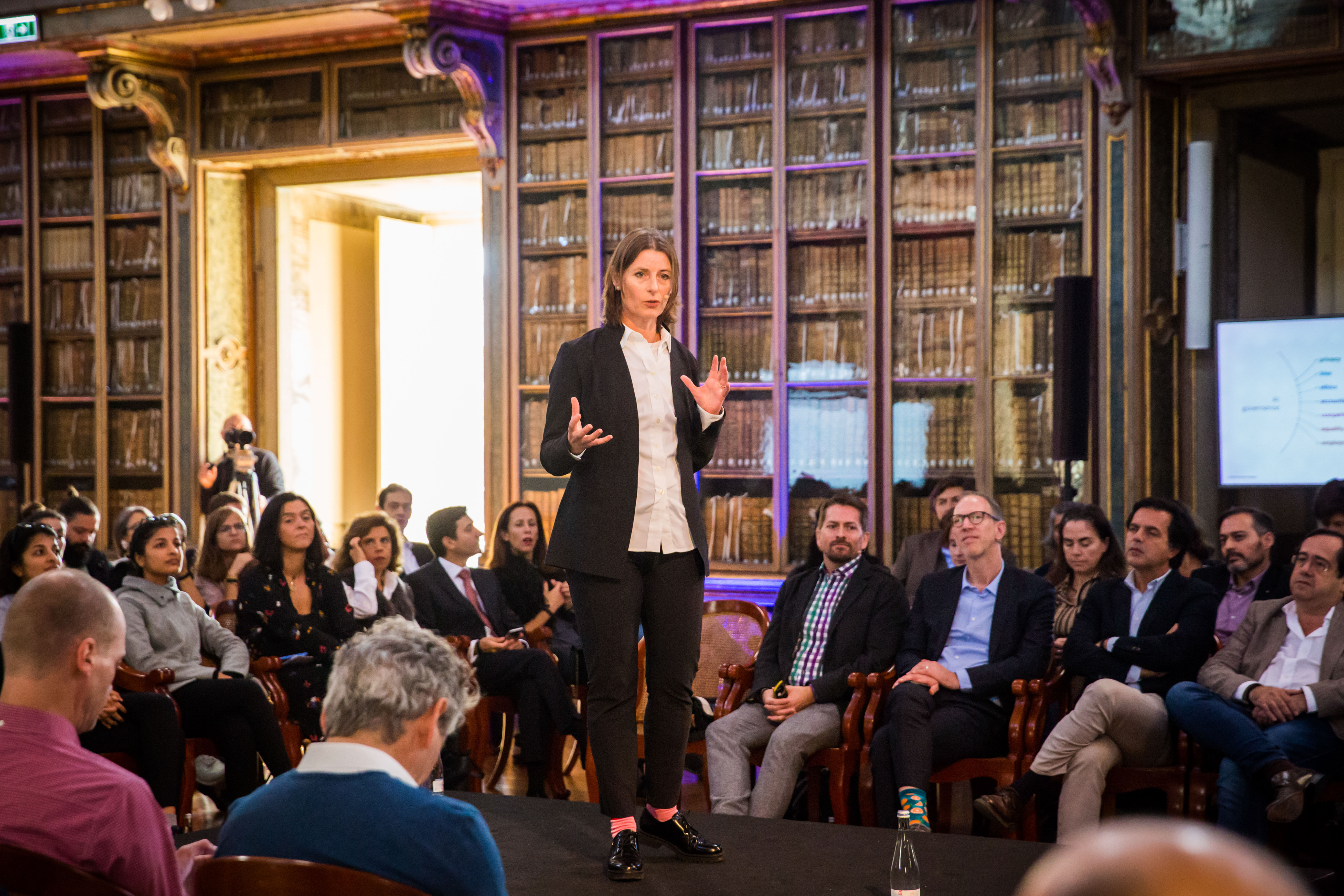 Helen Edwards delivering a keynote at the House of Beautiful Business