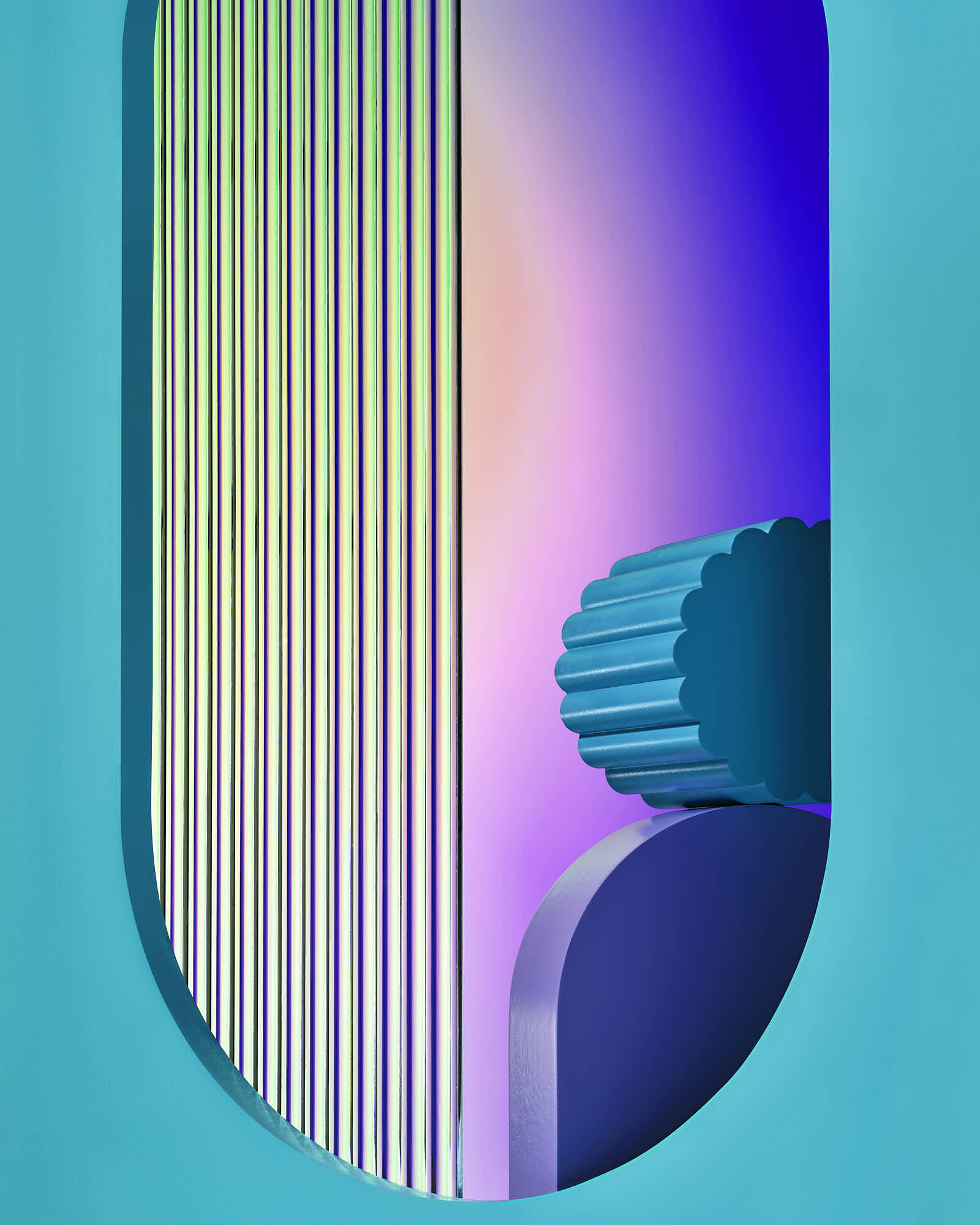 Vibrant abstract 3D geometric design with colorful gradient lighting.