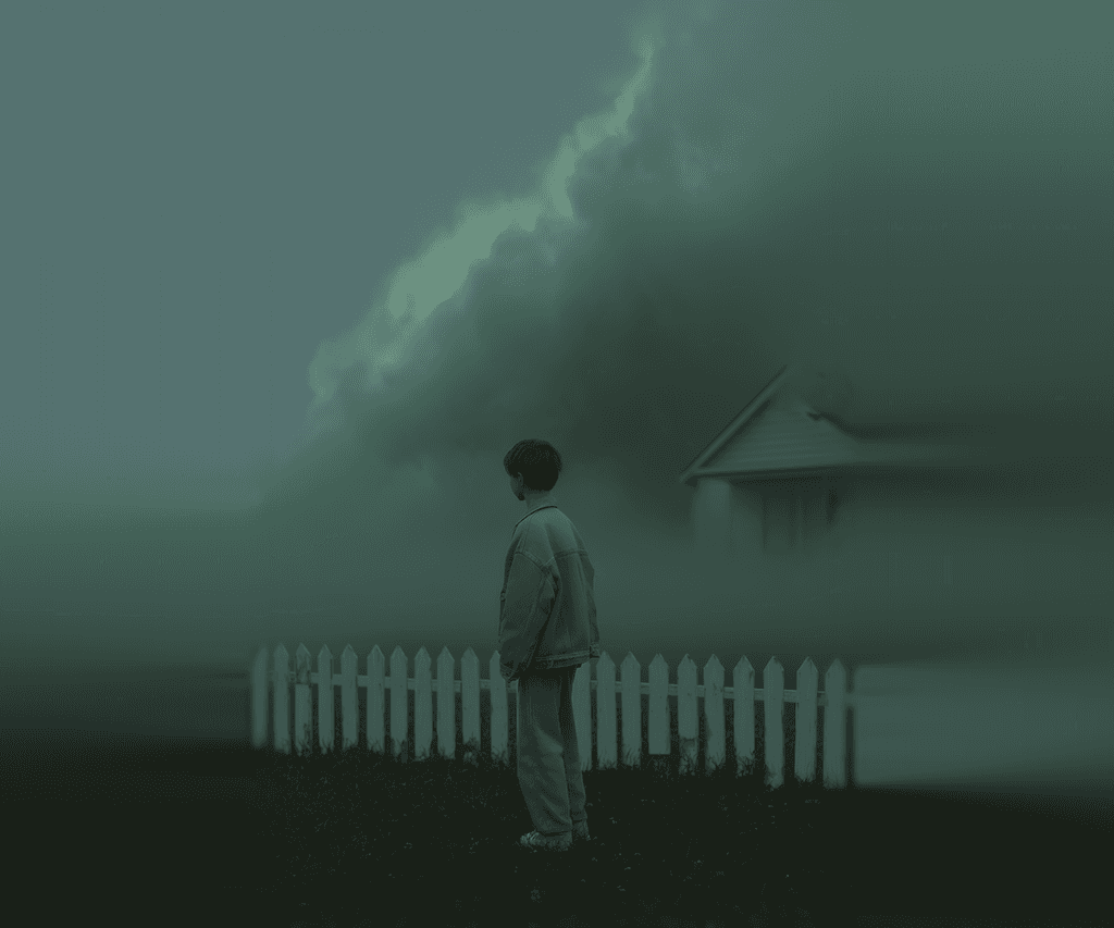 Moody Foggy Yard Scene
