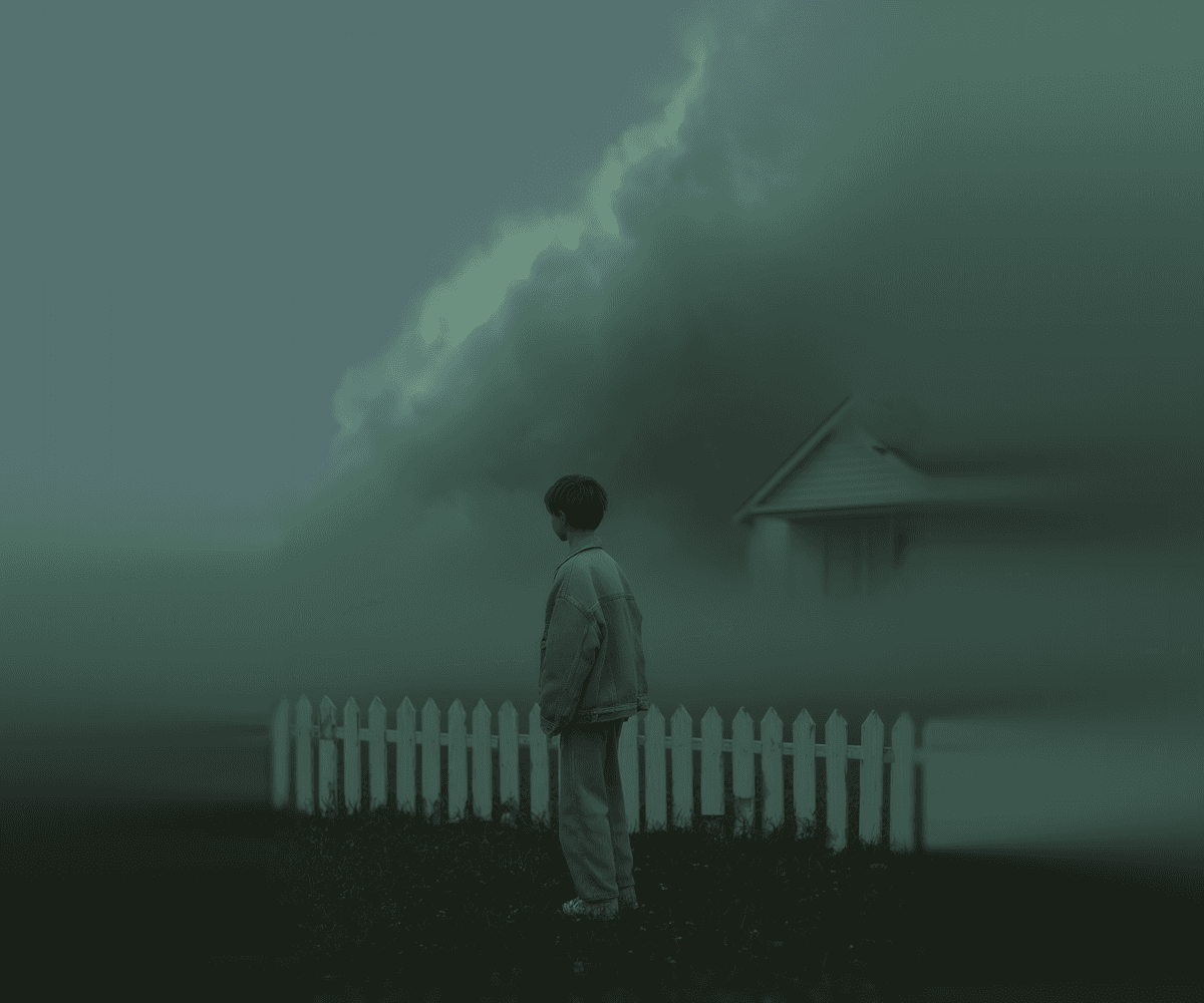 Moody Foggy Yard Scene