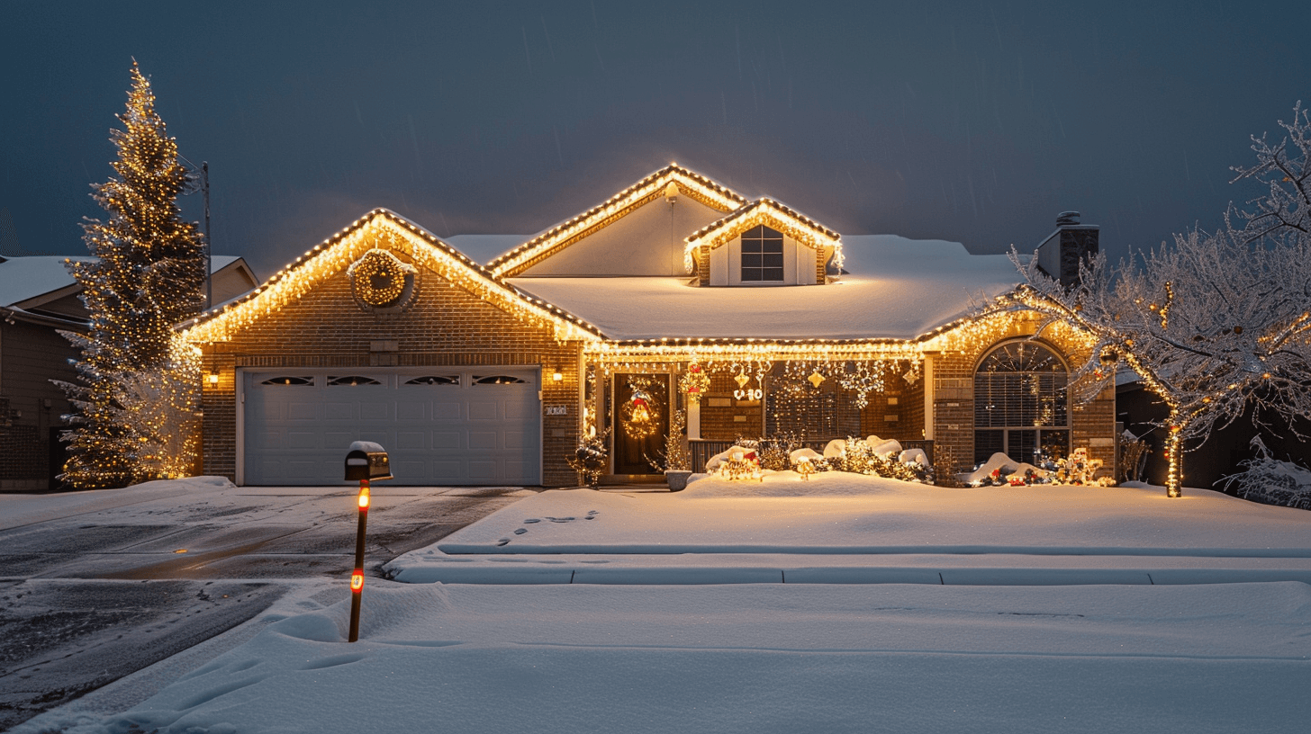 Utah home at dusk with professionally installed lights