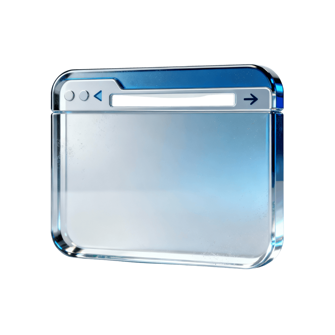 Icon of a file explorer window with a sleek, modern design and blue accents.