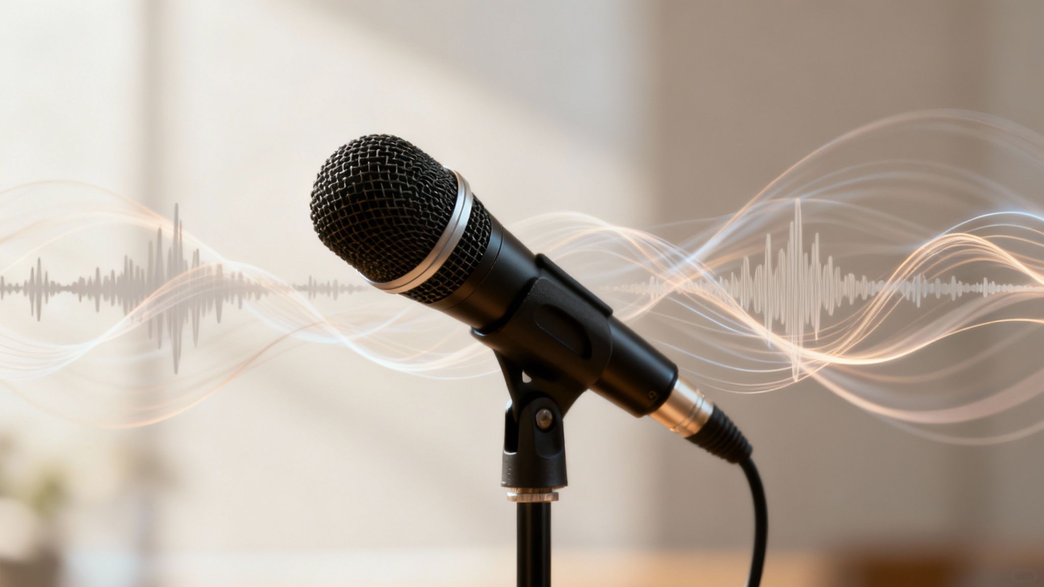 A rapper recording into a microphone in a home studio setting, focused on their delivery.