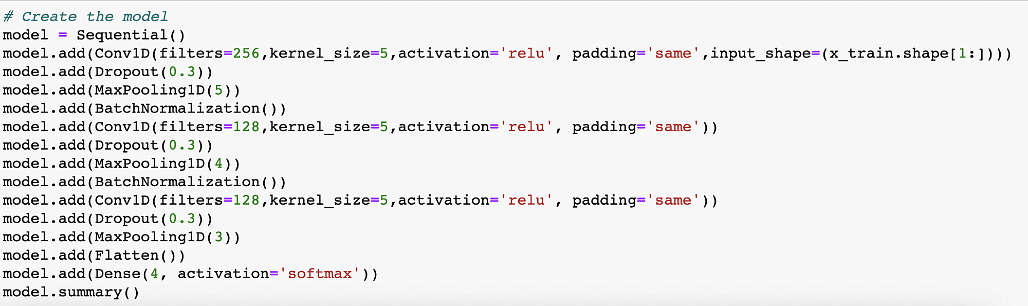 Keras model definition for the sleep stage classifier