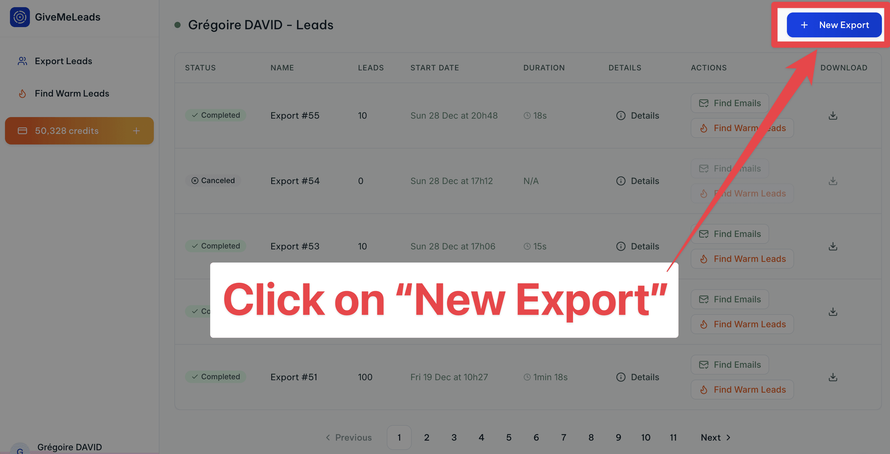 Start to export leads from LinkedIn Sales Navigator with GiveMeLeads