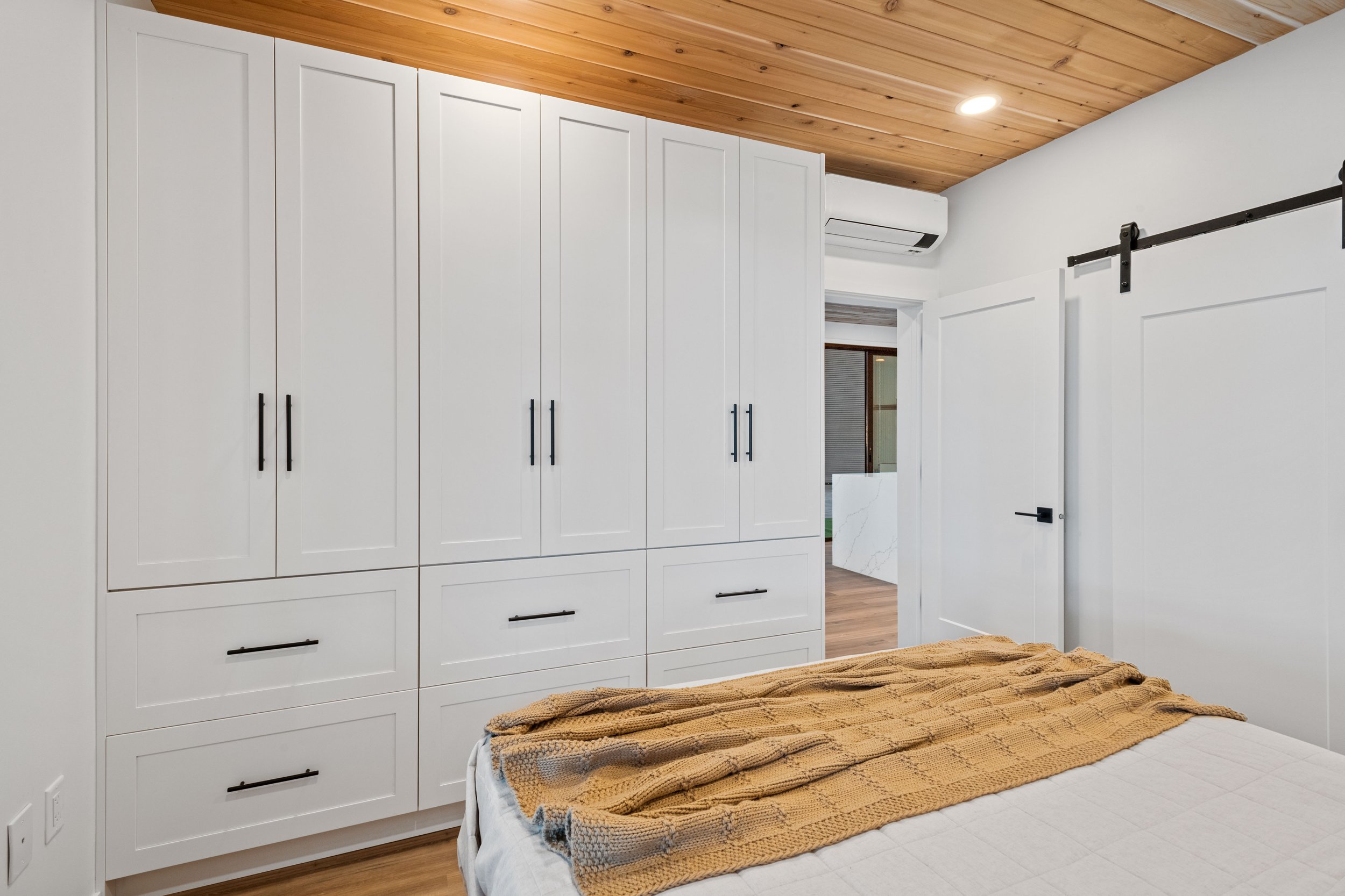 Cabinets: Painted White Shaker Wood