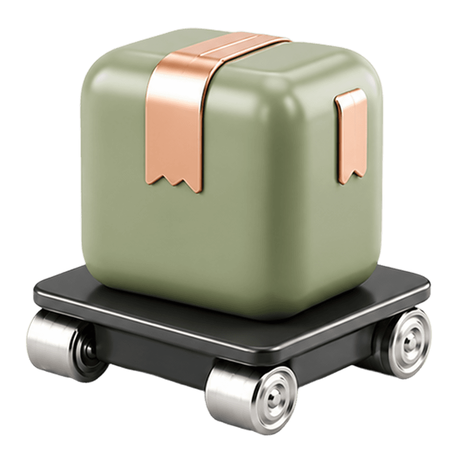 3D box element on a trolley