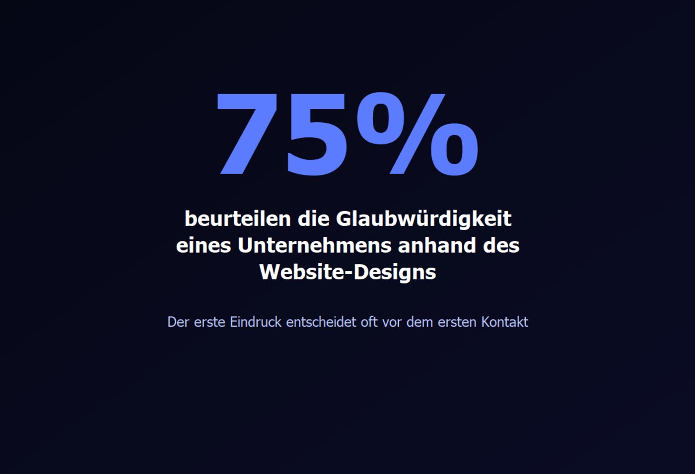 Große Zahl 75 Prozent beurteilen Glaubwürdigkeit anhand des Designs