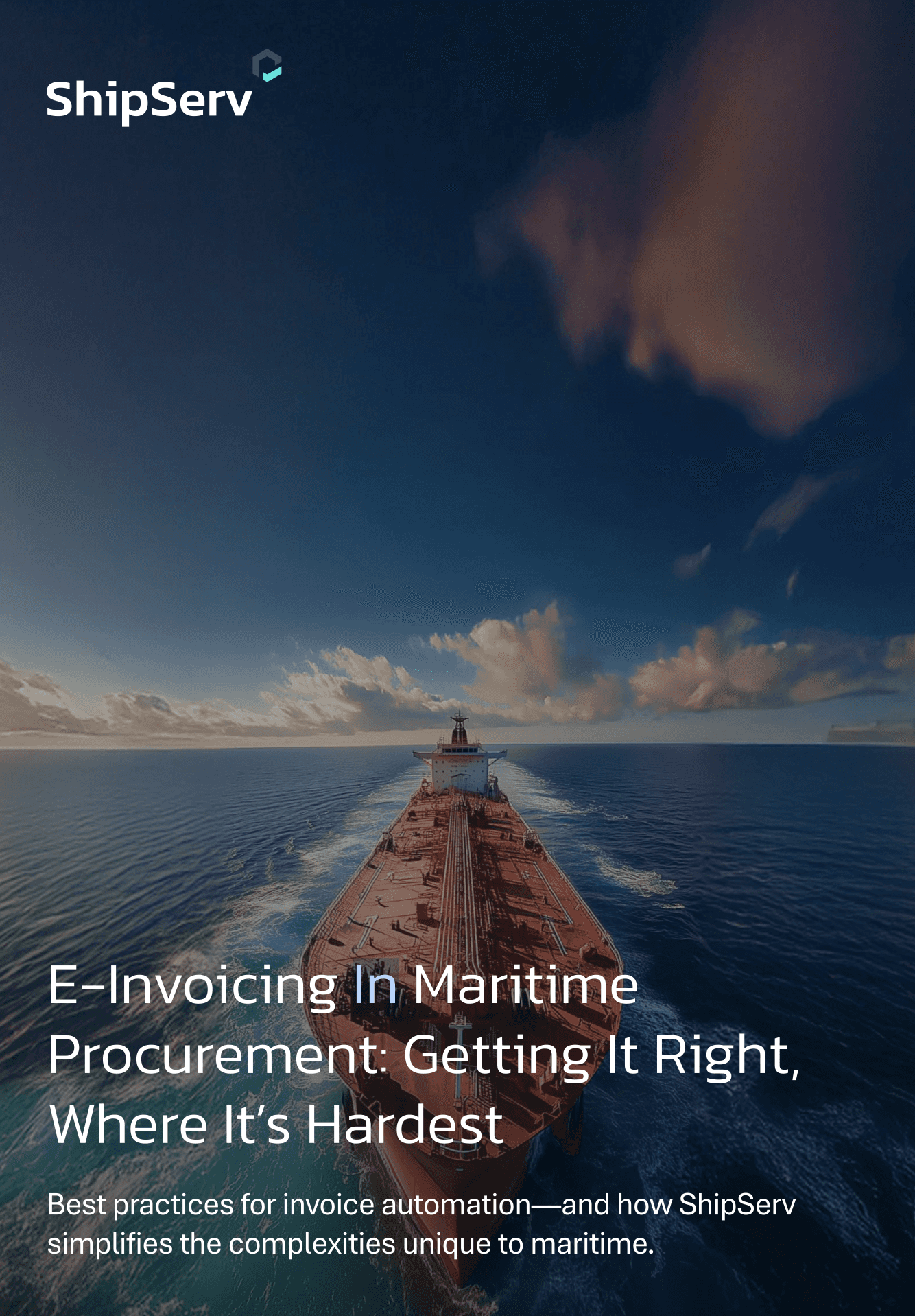 A calm sea with a wooden pier extending into the distance under a cloudy sky, featuring text about digital transformation.