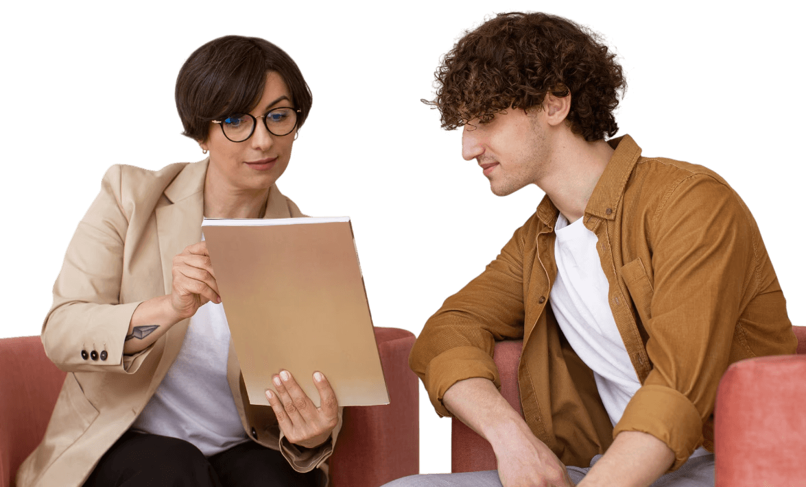 The image shows two smartphones and a smartwatch displaying an app interface with vibrant colors, featuring motivational messages, progress tracking, and health-focused icons, highlighting digital wellness, fitness and recovery tracking.