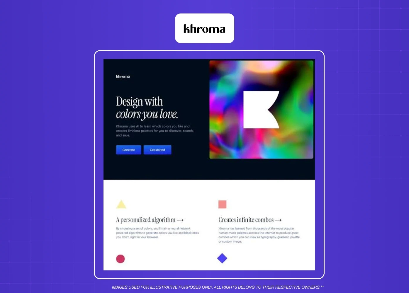 AI-powered color palette generation tool showcasing personalized color combinations and inspiration.