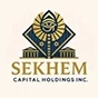 SEKHEM Capital Holdings Inc. logo featuring a stylized golden pyramid with an Egyptian eye symbol at the top, flanked by classical building structures, with the brand name 'SEKHEM' in gold and 'Capital Holdings Inc.' in navy blue text below.