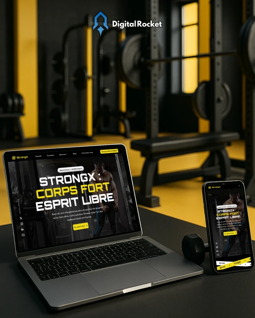 Site vitrine mobile pour une salle de sport à Lunel, design réalisé par Tommy Serrano à Villetelle.