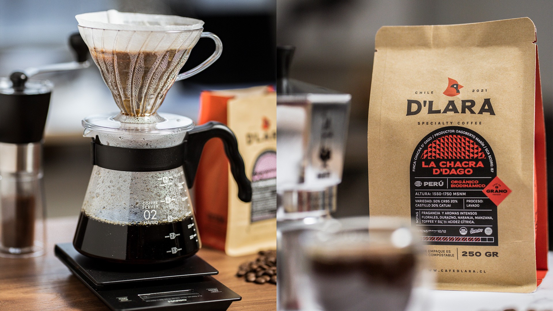 Diseño de etiquetas y empaques para Café D’Lara – Lagom Studio, estudio de diseño gráfico en Chile.