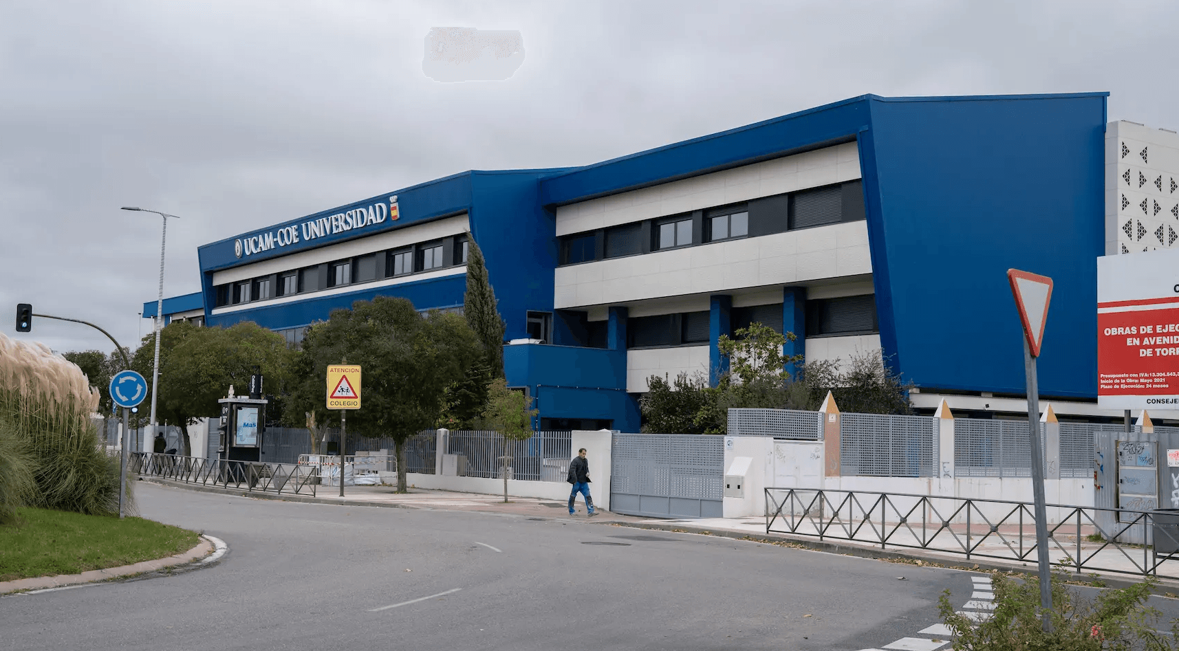 Drone shot of a running track at night