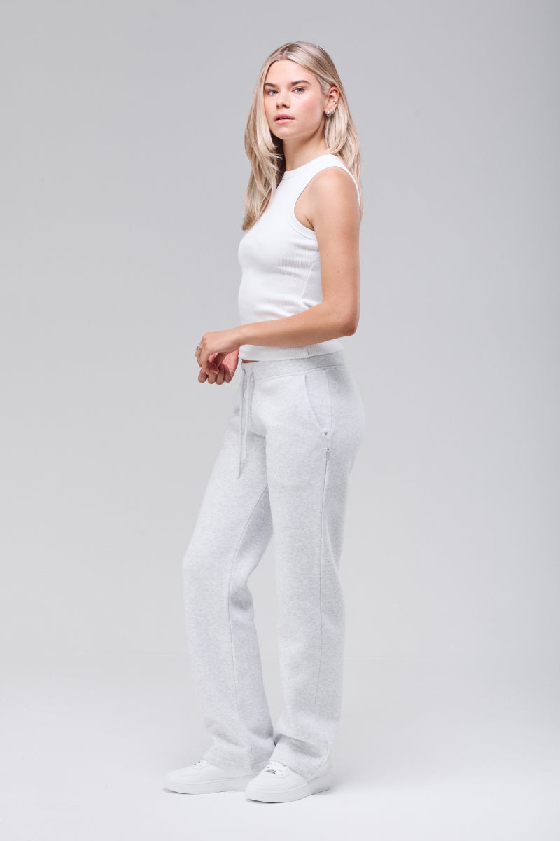 Angled front, straight leg silhouette