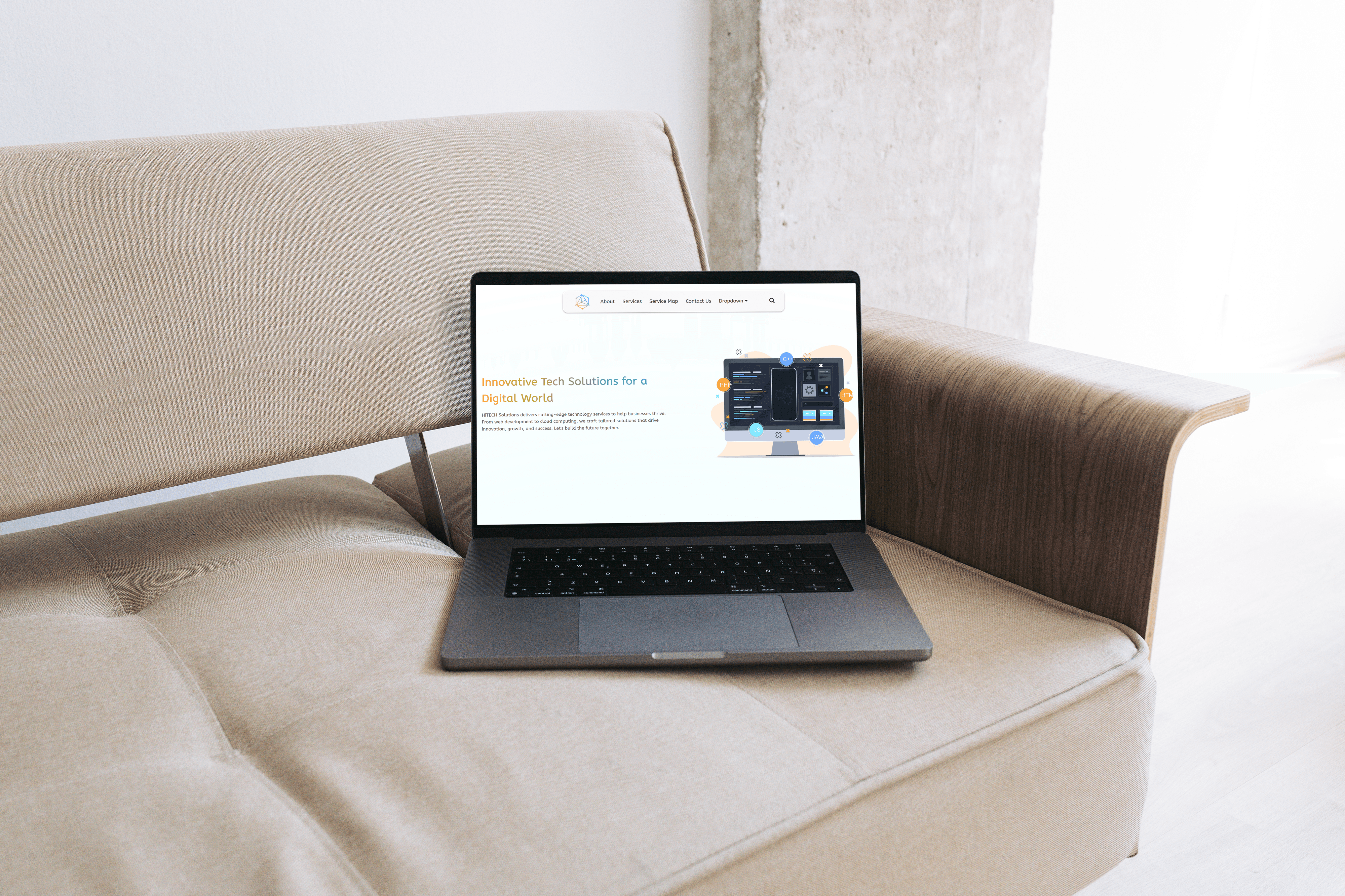 Static Page on a laptop
