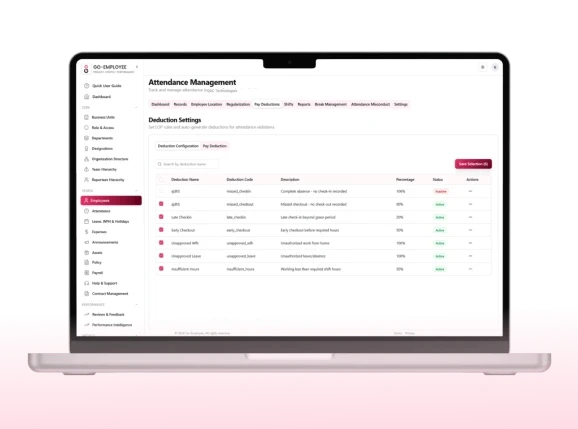 Deduction Management & Configuration