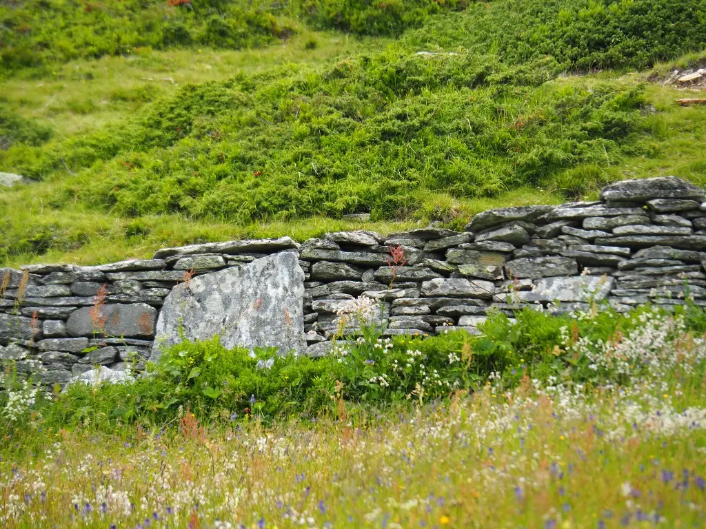 Trockensteinmauer aus Gneis