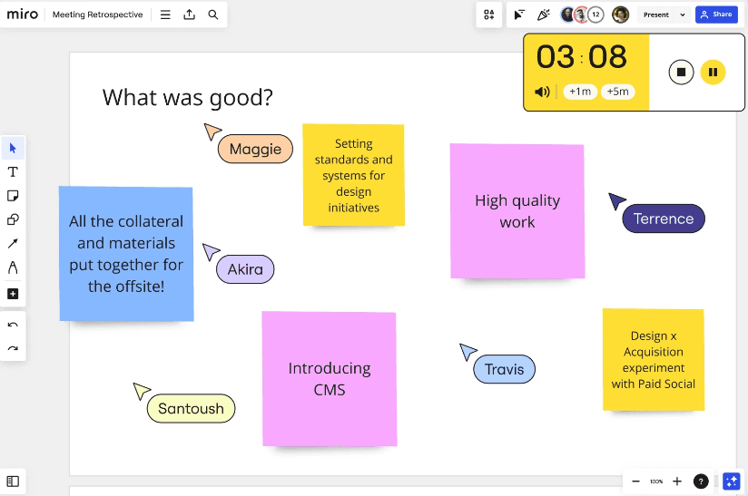 Miro collaborative dashboard and timer