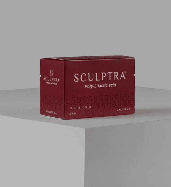 Sculptra Poly-L-lactic acid product box by Galderma