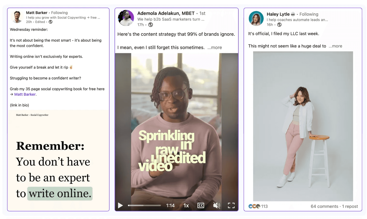 types of LinkedIn posts as an example for post ideas generator