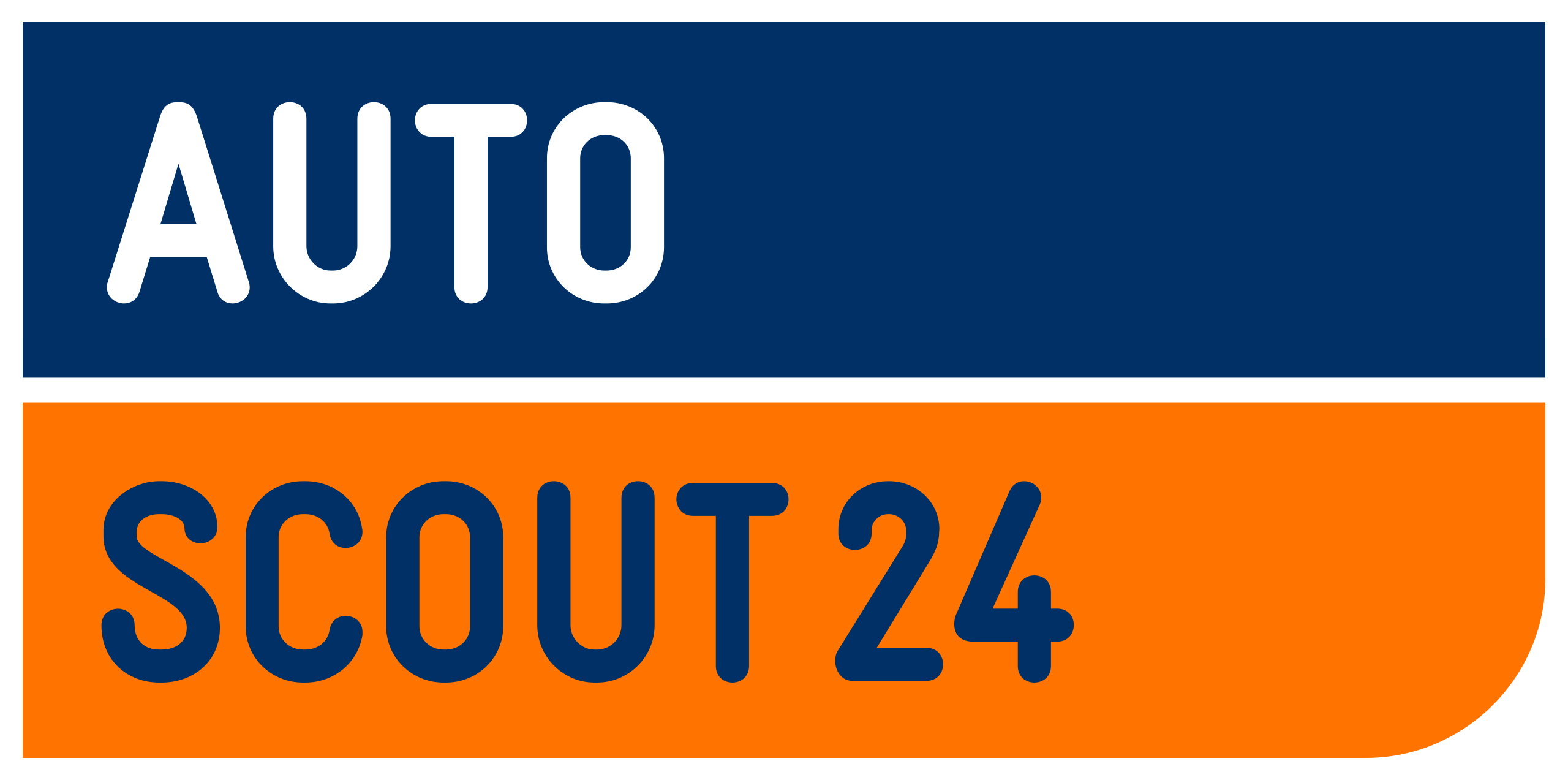 AutoScout24 logo en bleue et orange, represente un site de revente de voitures