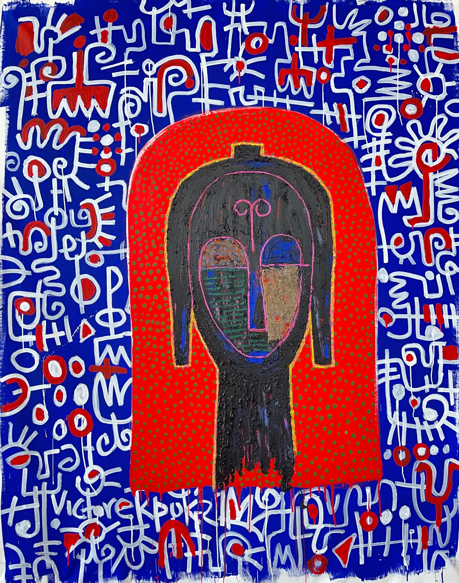 Heaven's Only Daughter, c.2021 Acrylic, collage on canvas. Size: 85x60 inches