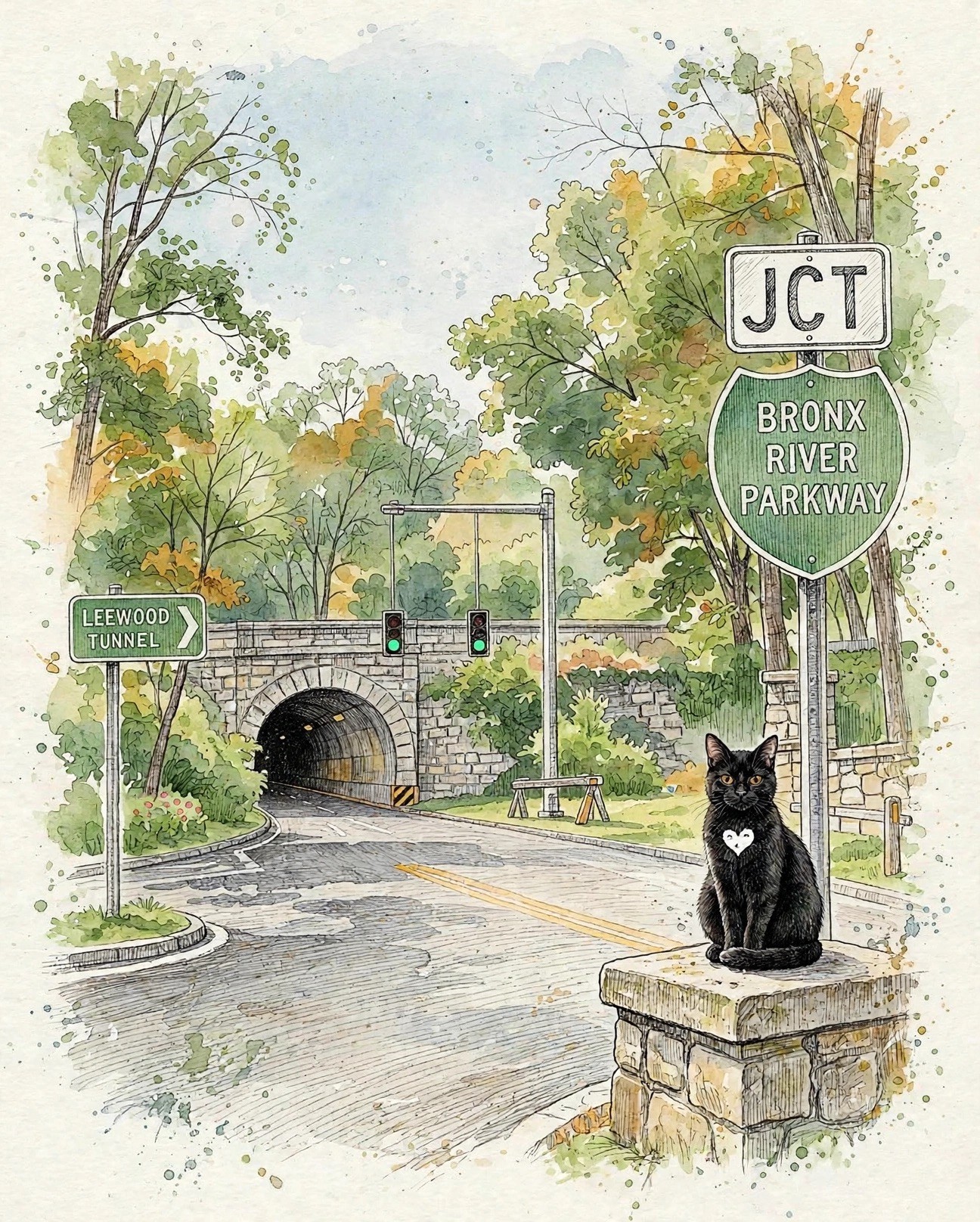 Leewood Tunnel on Bronx River Parkway near Eastchester and Bronxville NY