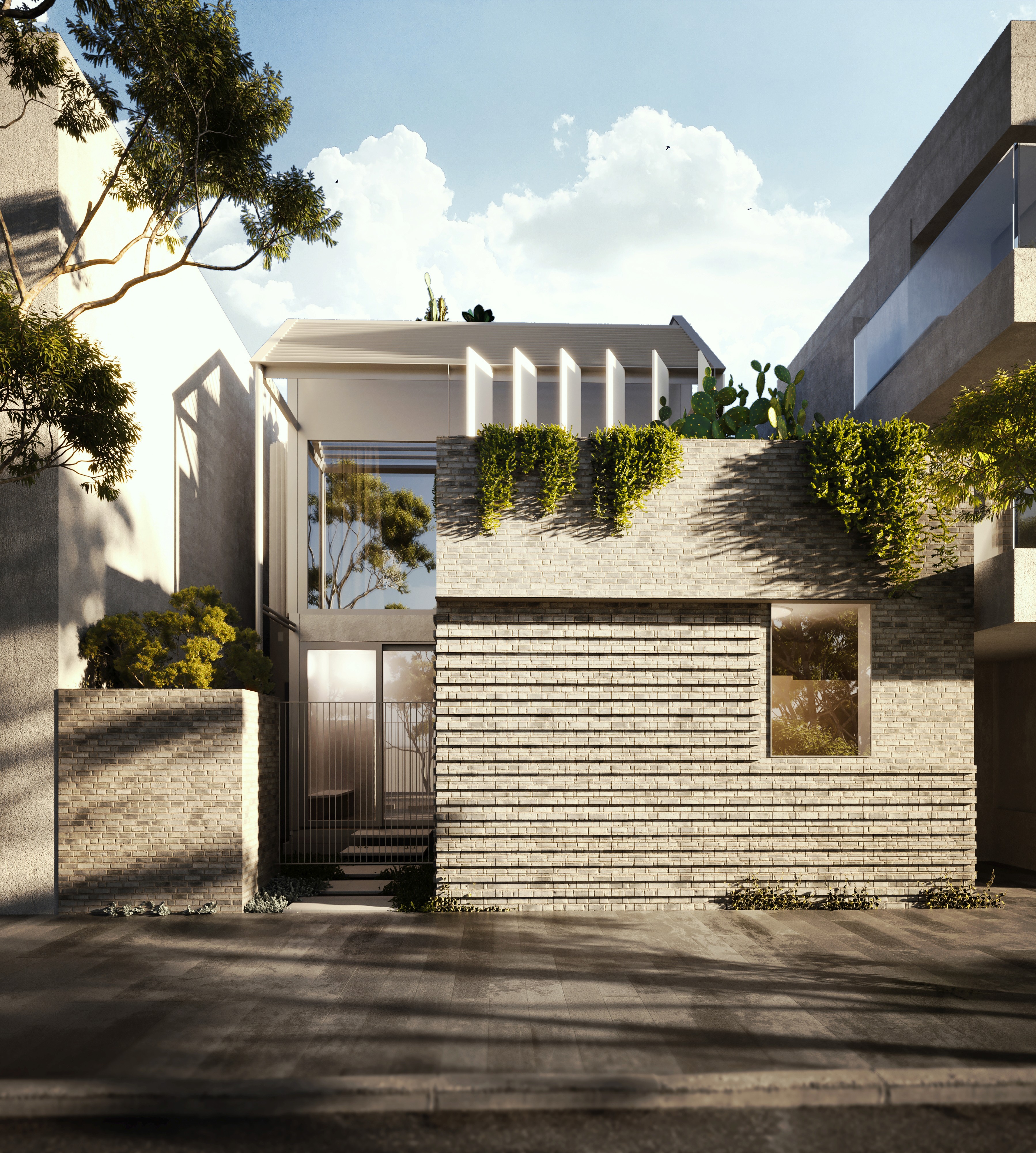 Geometric wooden wall panels with angled shapes and warm highlights.