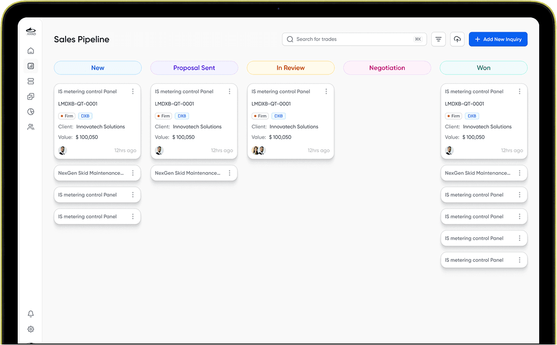 Sales pipeline Kanban view
