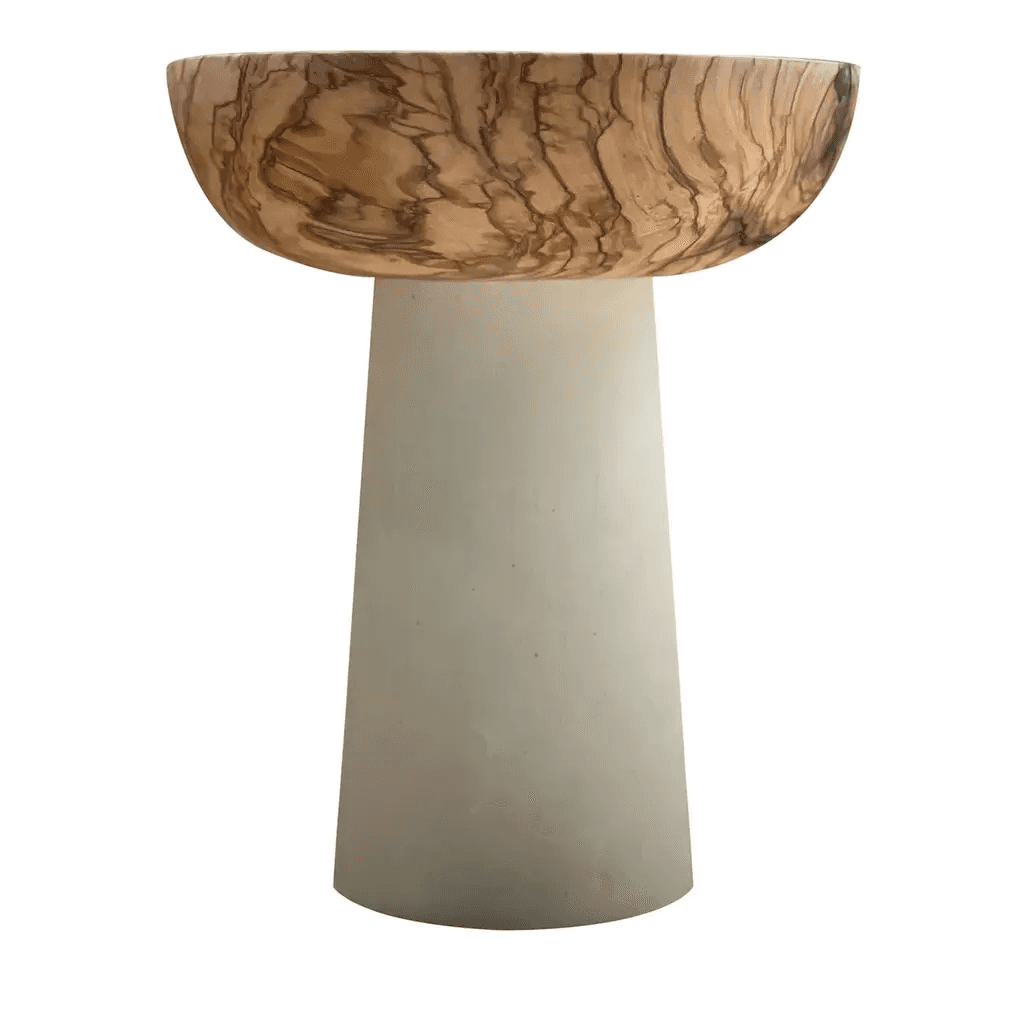 Product image for Rito N. 2 B Footed Olive Wood & Lecce Limestone Decorative Bowl