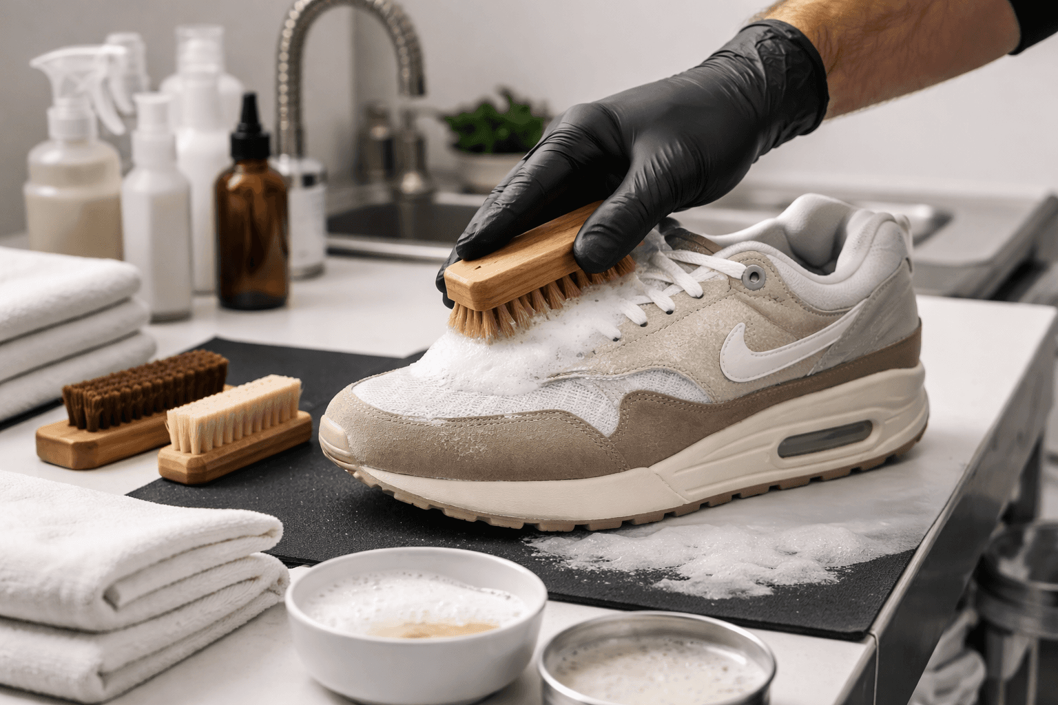 Aerial view of a winding road cutting through rocky terrain with patches of grass.