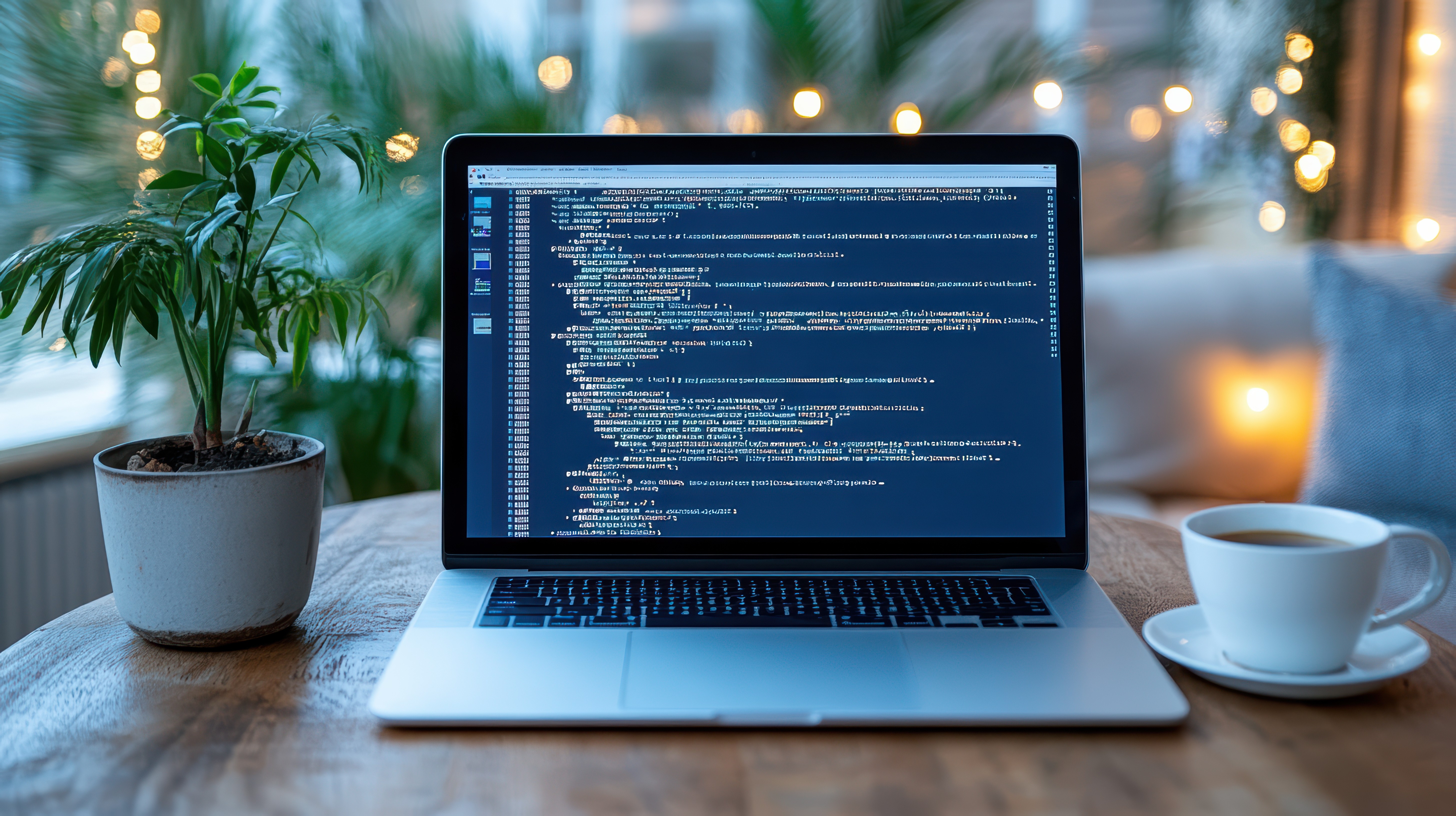 Modern creative workspace featuring a laptop for generative deployment and digital marketing systems management.