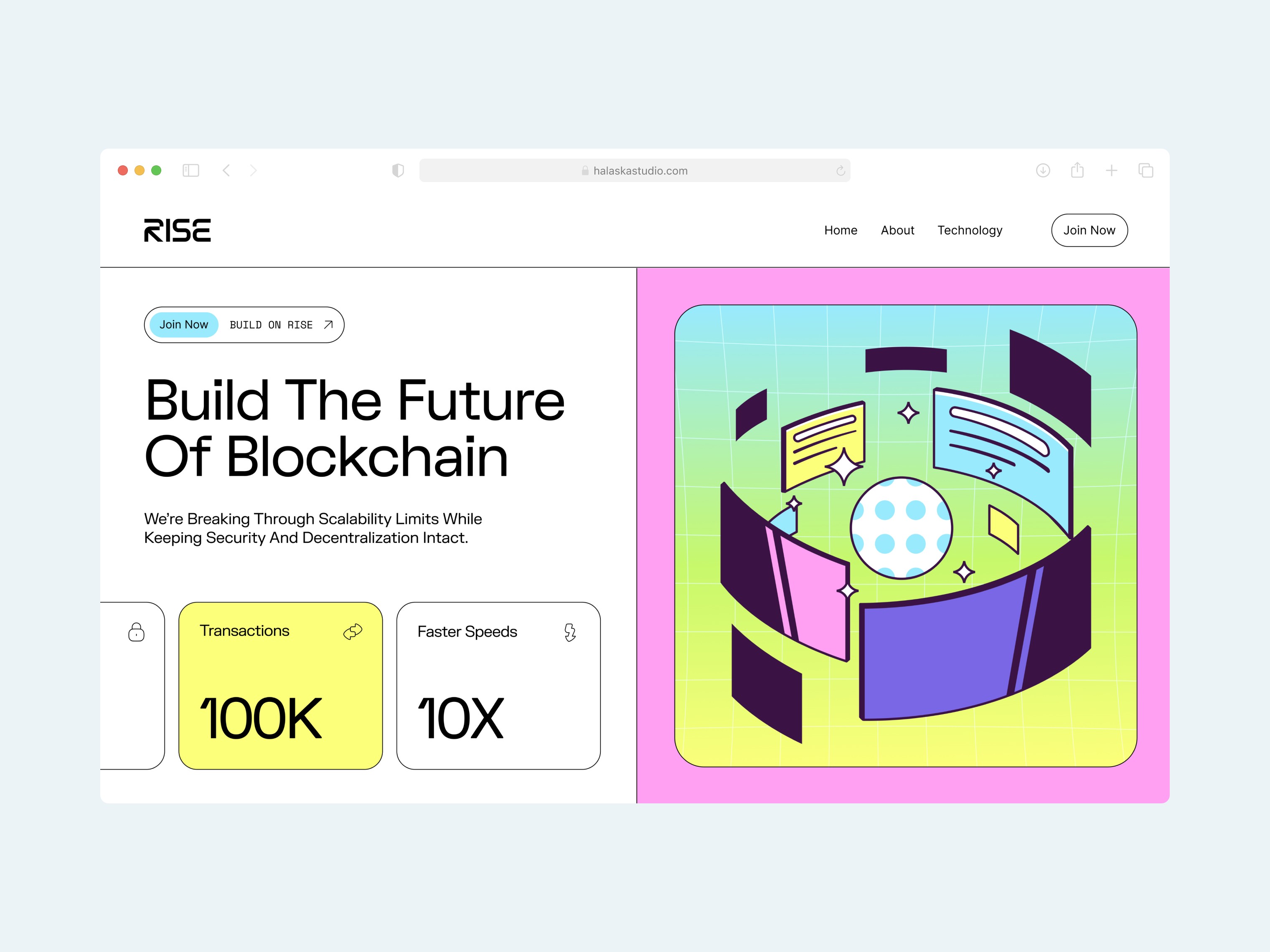RISE web3 product design branding website
