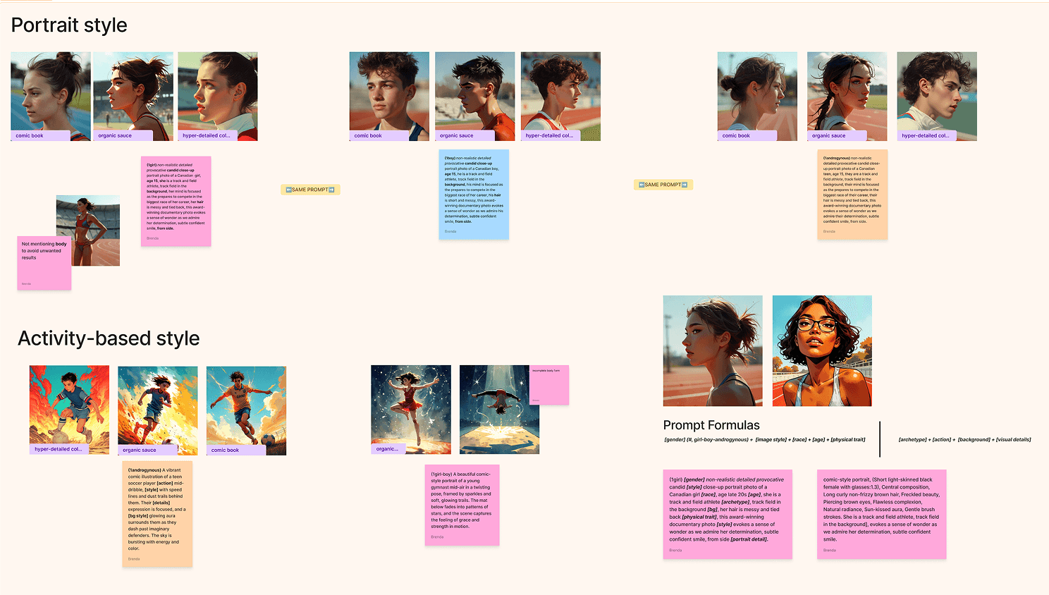 screenshot of figma board with AI training for image generation
