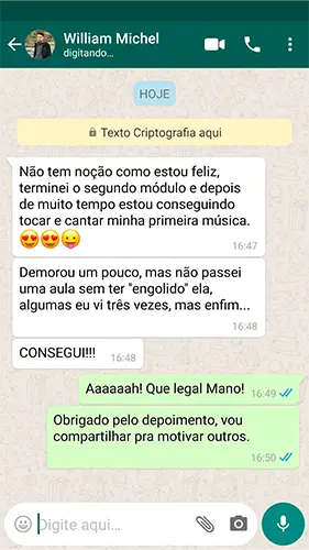 Depoimento real de aluno do método 30x8 — conversa 2