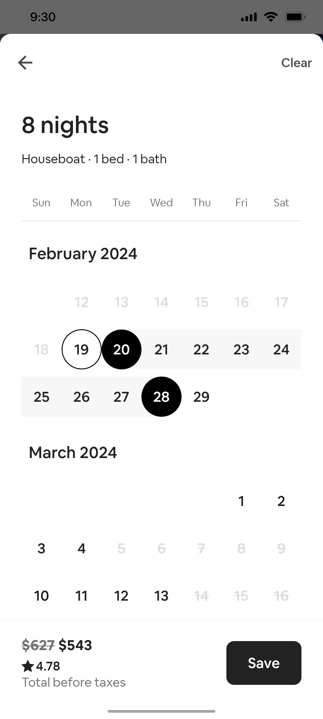 Airbnb Change Date Screen